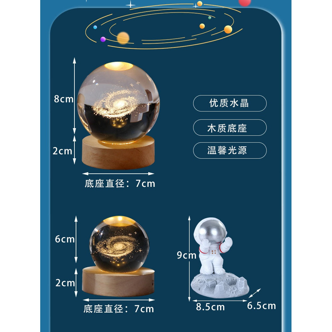 3D Crystal Ball Galaxy Desktop Ambient Light Combo Set