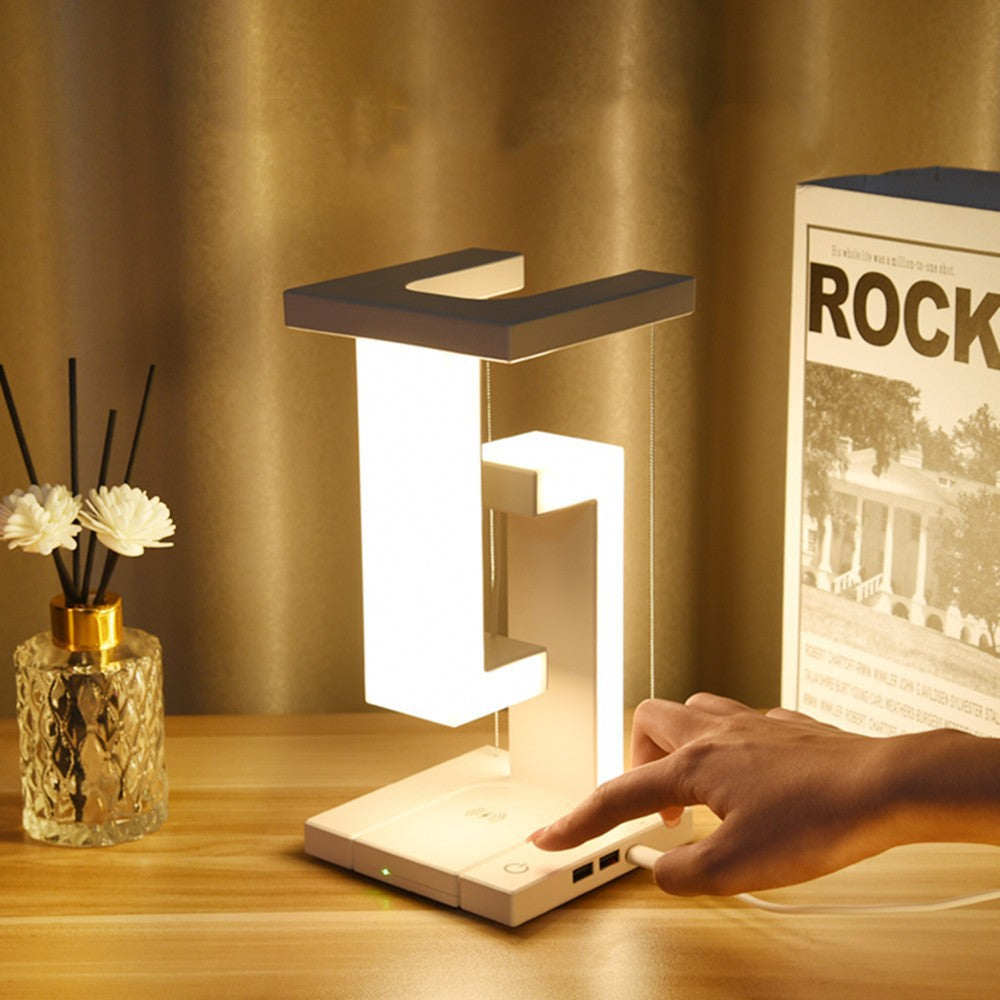 LumiLiving Anti-Gravity Wireless Charging Desk Lamp | Tensegrity LED Light with 15W Qi Charger