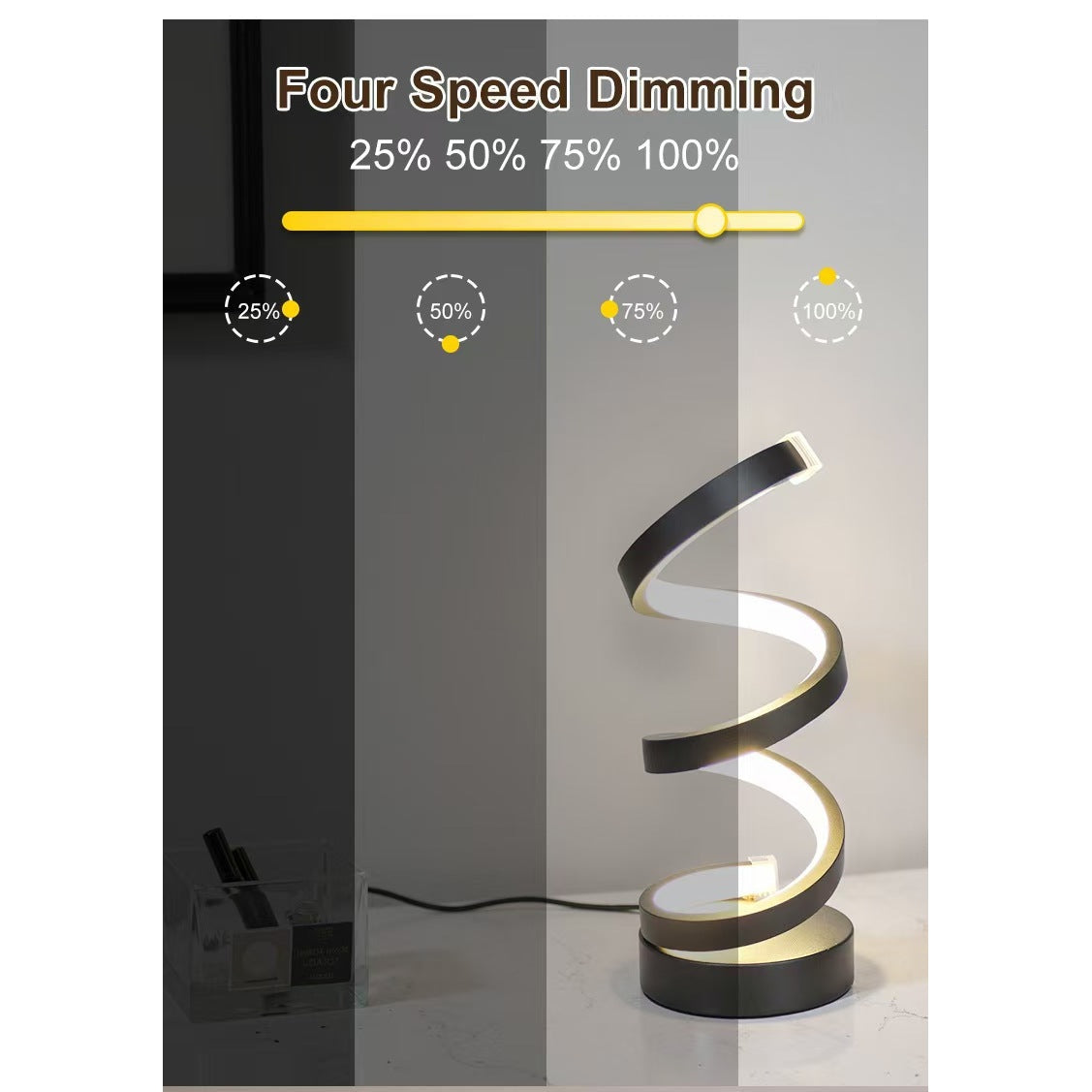 Modern Spiral LED Desk Lamp - Four Speed Dimming