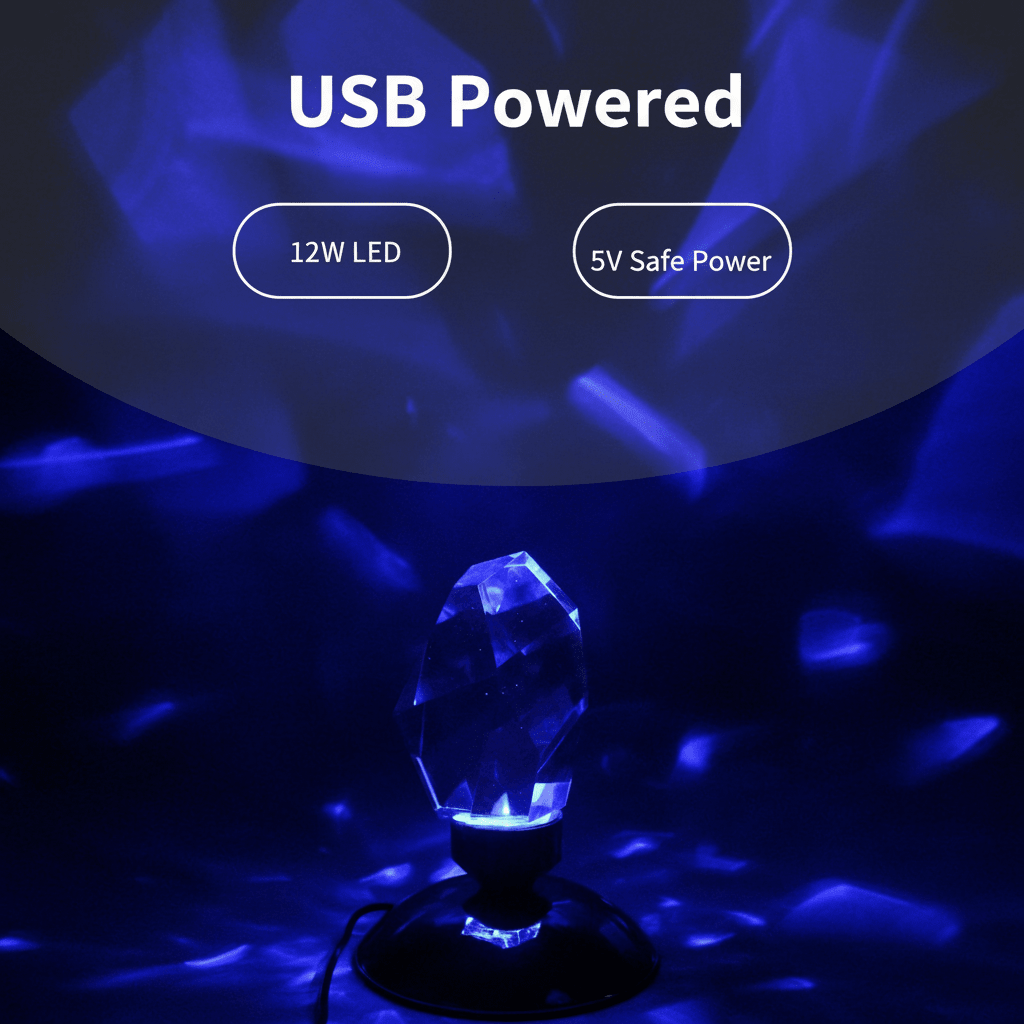 Crystal Desk Lamp - USB Powered 12W LED Infographic