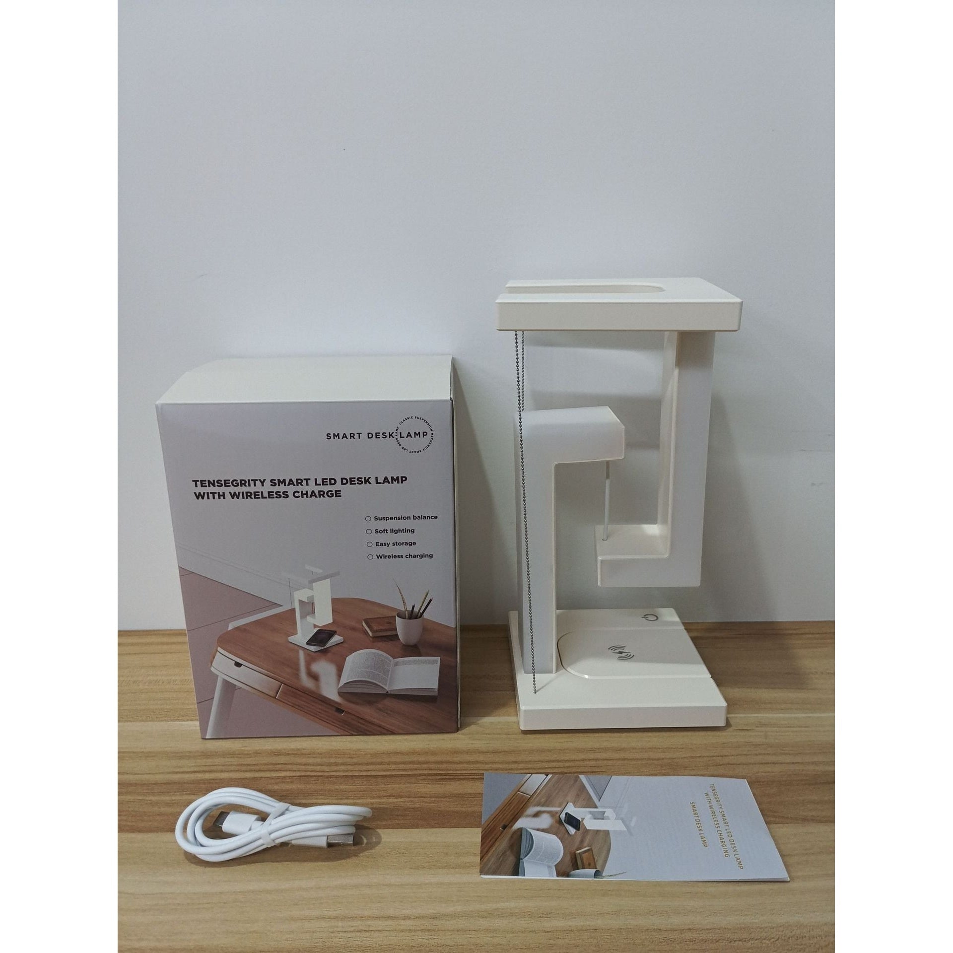 LumiLiving Anti-Gravity Wireless Charging Desk Lamp | Tensegrity LED Light with 15W Qi Charger