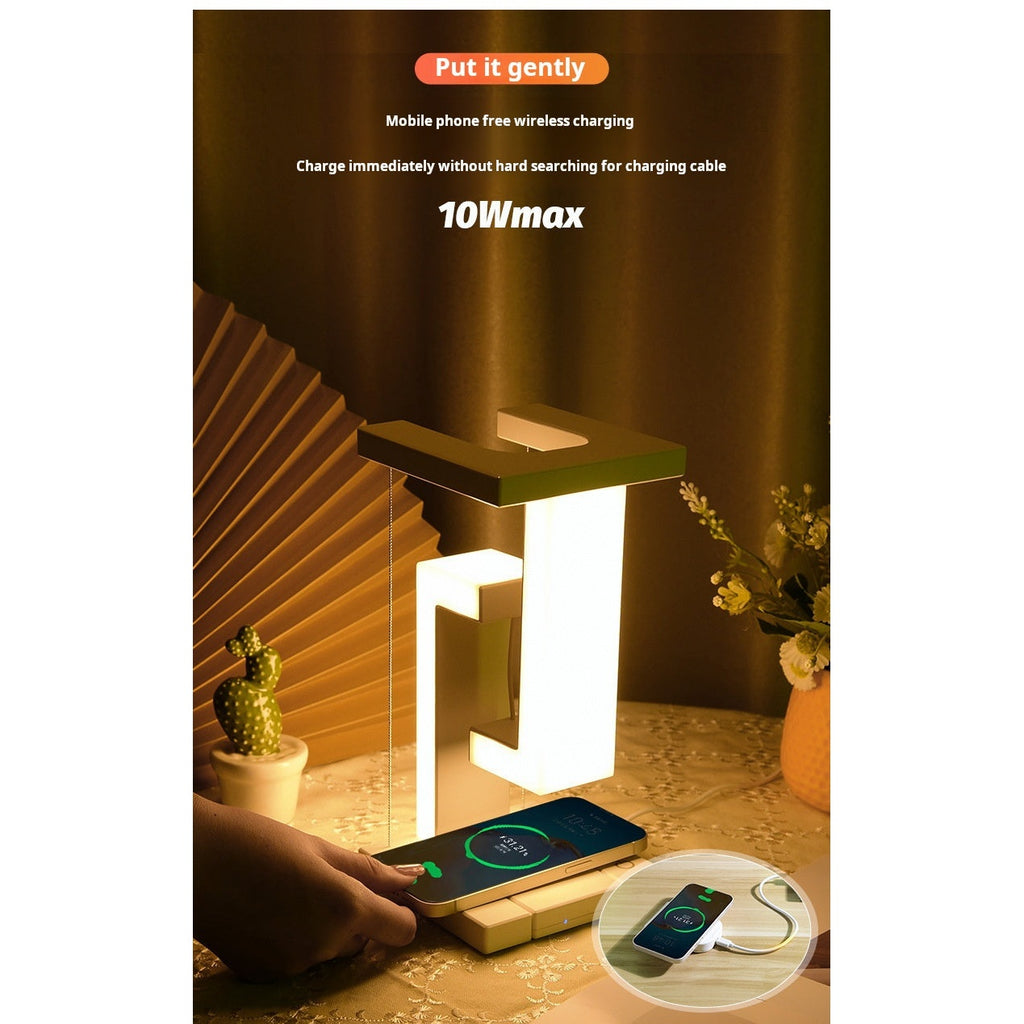 LumiLiving Anti-Gravity Wireless Charging Desk Lamp | Tensegrity LED Light with 15W Qi Charger