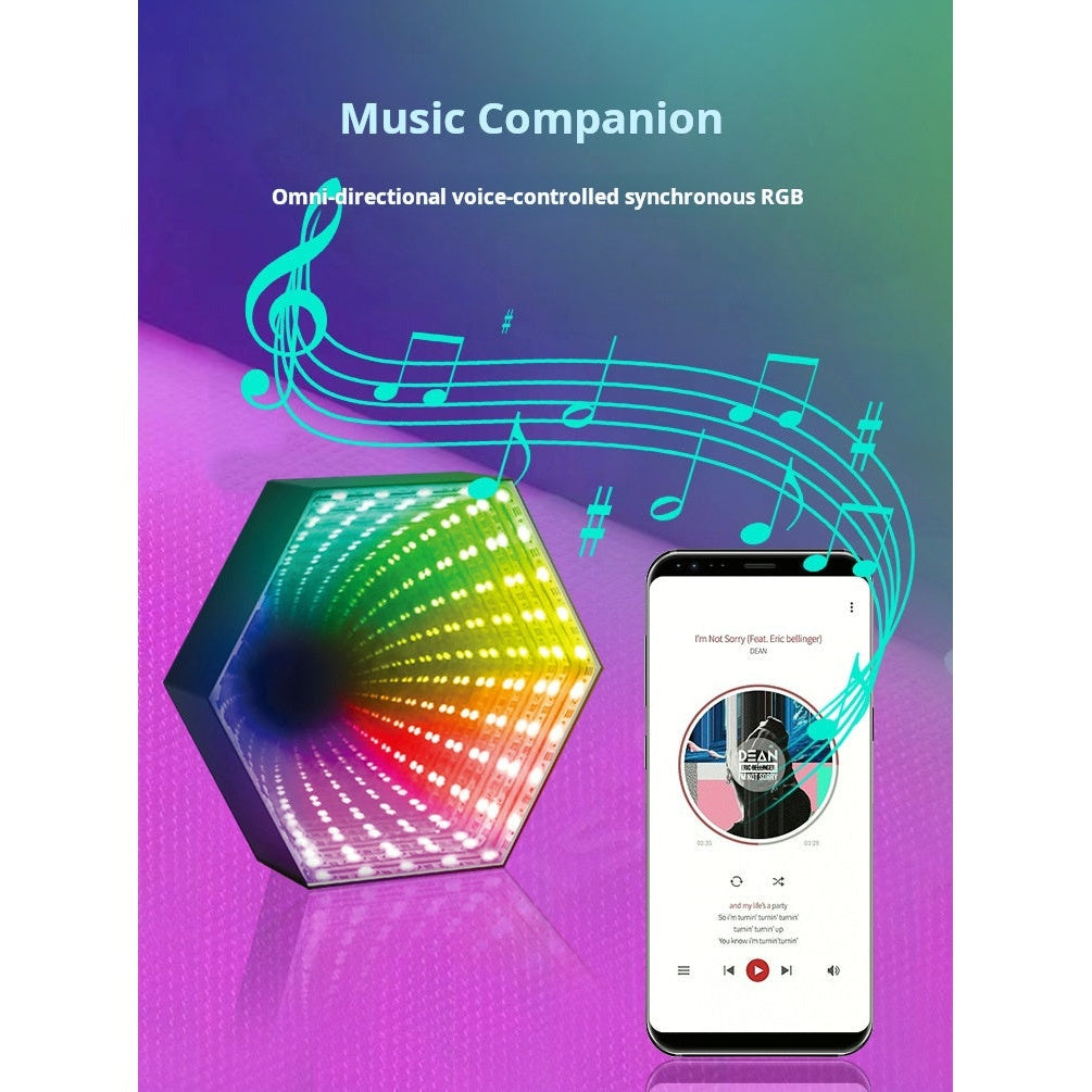 3D Hexagonal Infinity Mirror RGB Gaming Ambient Light - Remote Control