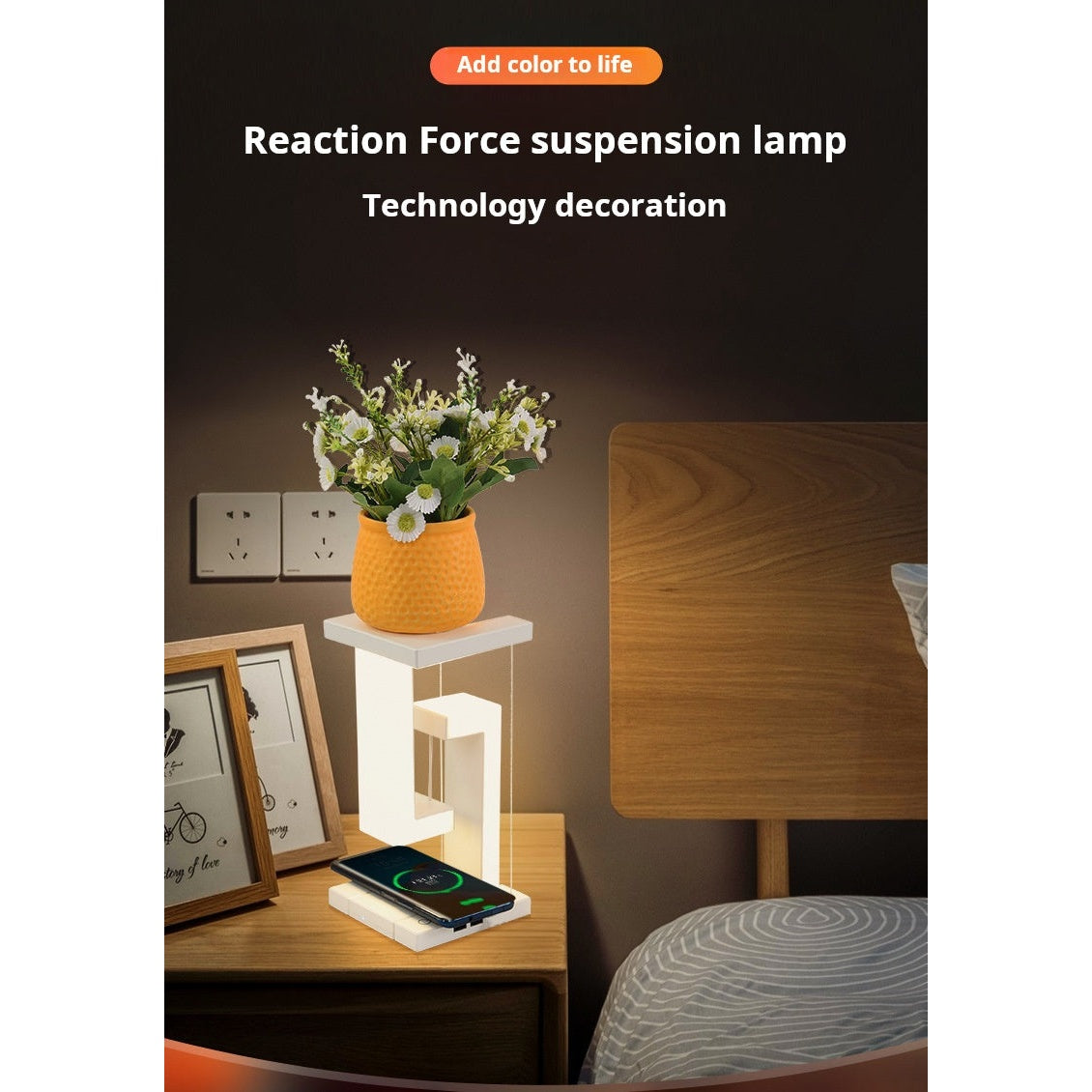 LumiLiving Anti-Gravity Wireless Charging Desk Lamp | Tensegrity LED Light with 15W Qi Charger