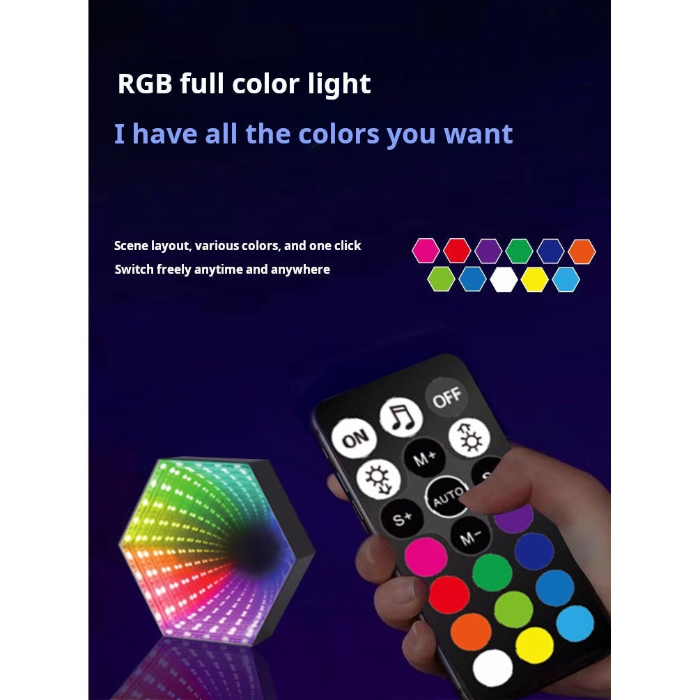 3D Hexagonal Infinity Mirror RGB Gaming Ambient Light - Music Sync