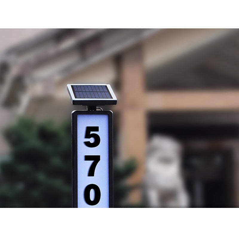 Solar ground stake address sign - product hero shot lifestyle