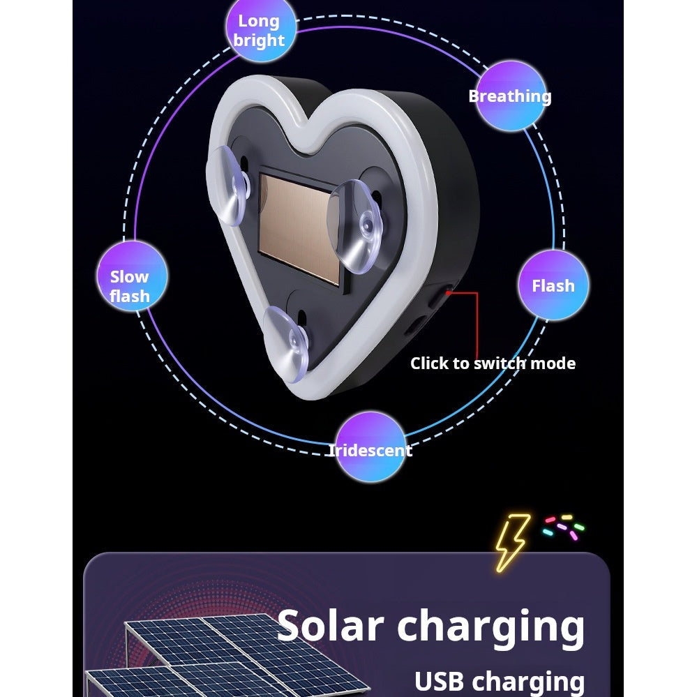 Heart-shaped LED car light glowing effects