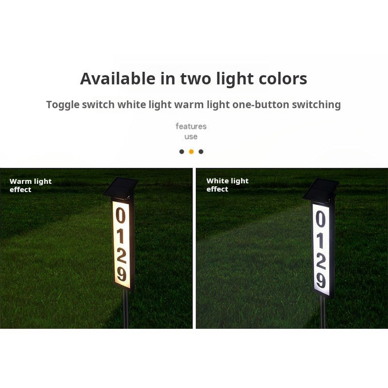 Solar house number light - outdoor waterproof IP65 garden installation