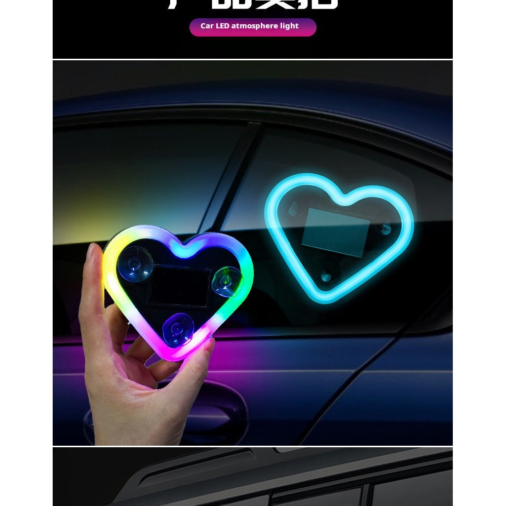 Heart LED car light in car interior lifestyle shot