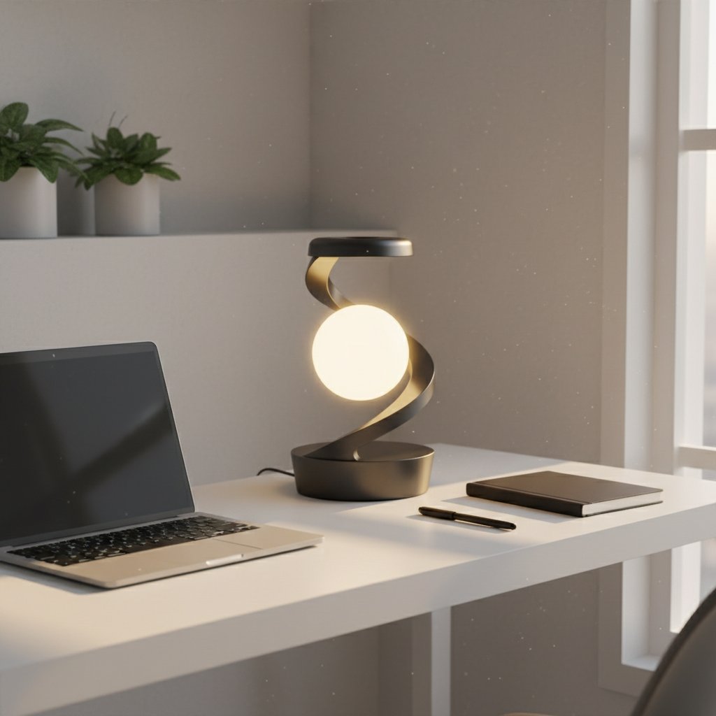 Floating Lamp on Modern Home Office Desk