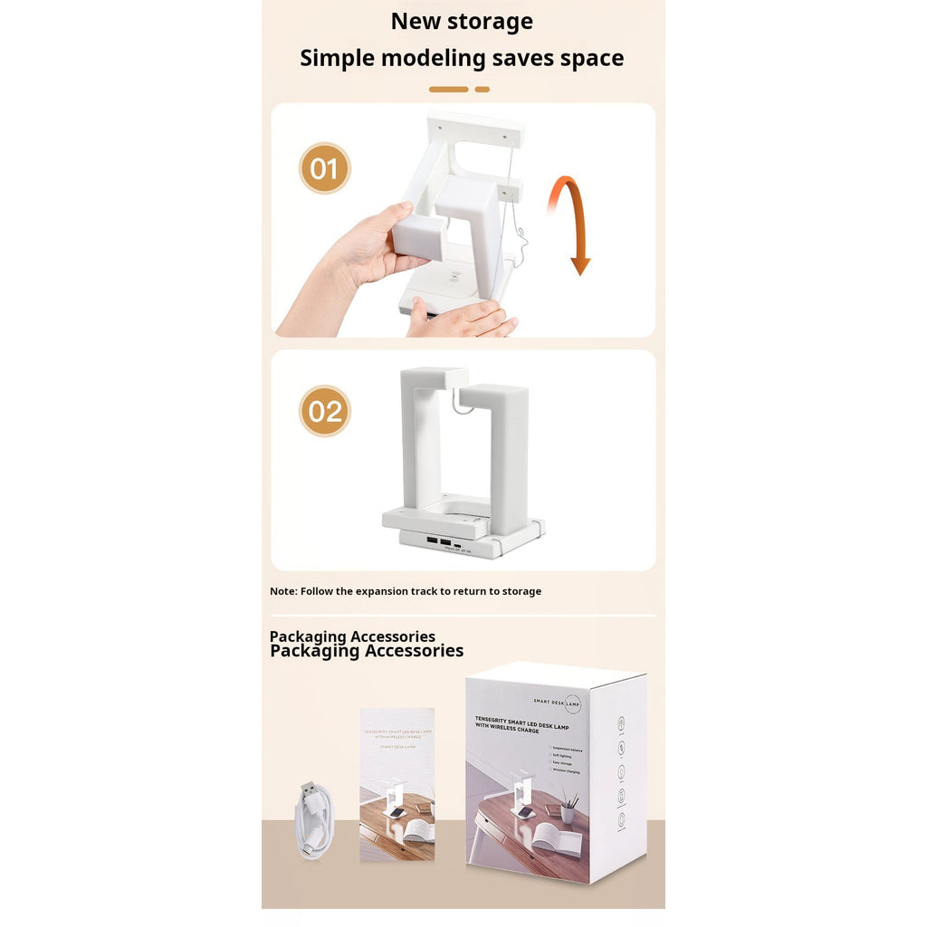 LumiLiving Anti-Gravity Wireless Charging Desk Lamp | Tensegrity LED Light with 15W Qi Charger
