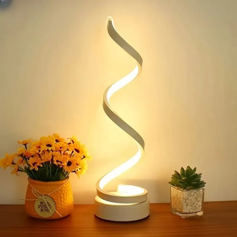 Modern Spiral LED Desk Lamp - White Lifestyle Scene