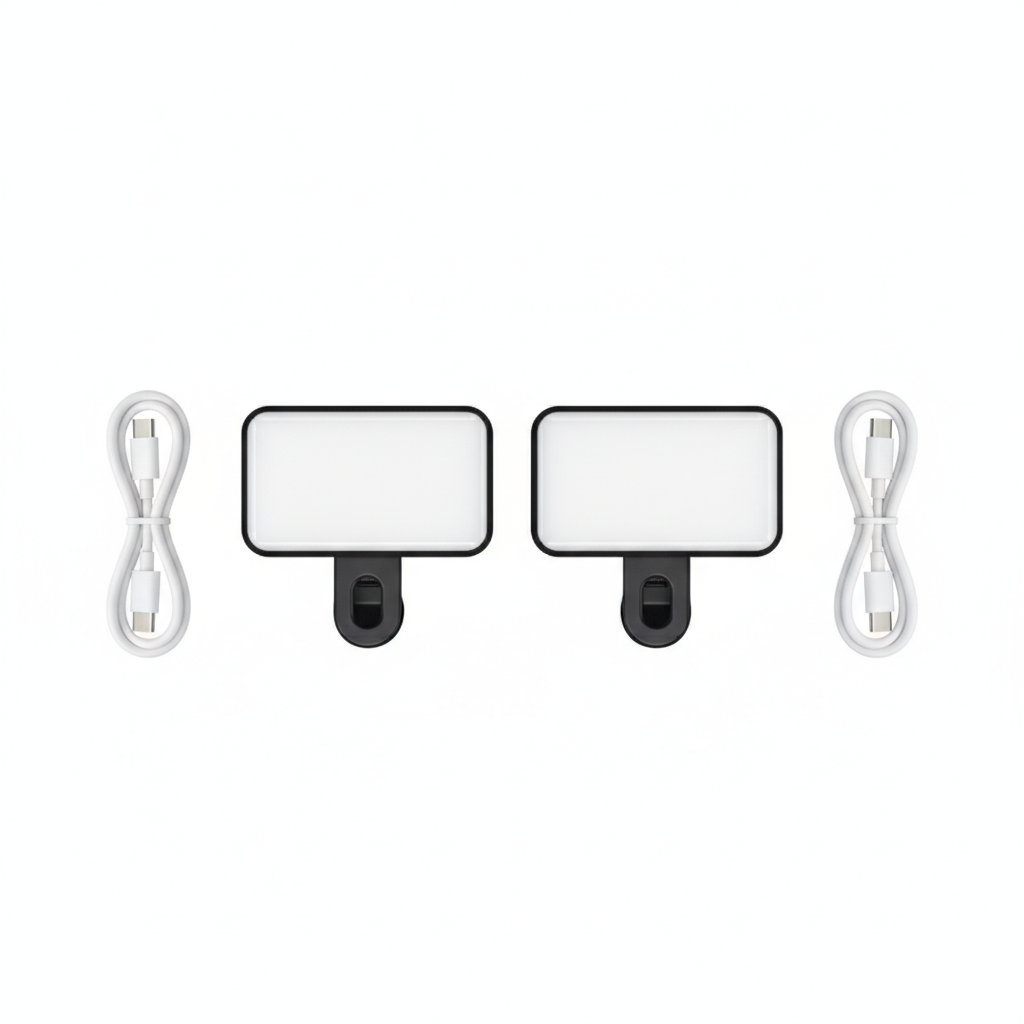 Clip-On Selfie Fill Light 2-Pack | Tri-Color USB Rechargeable for Phone Laptop Live Streaming