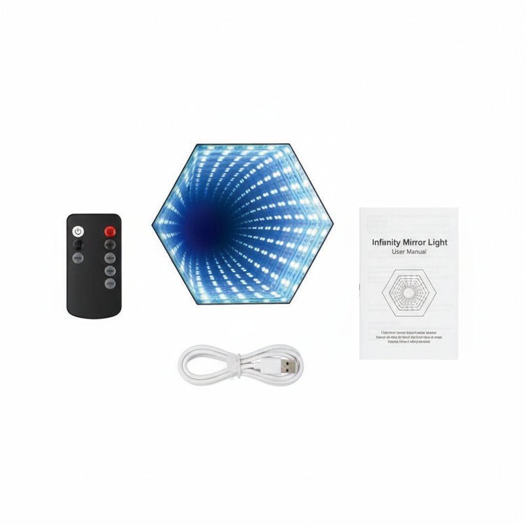 3D Hexagonal Infinity Mirror RGB Gaming Ambient Light - Whats In The Box