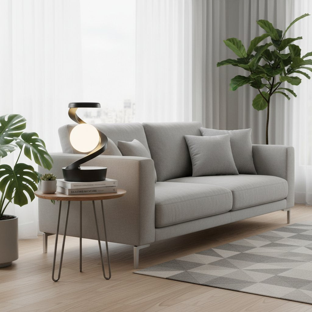Floating Lamp in Living Room Setting