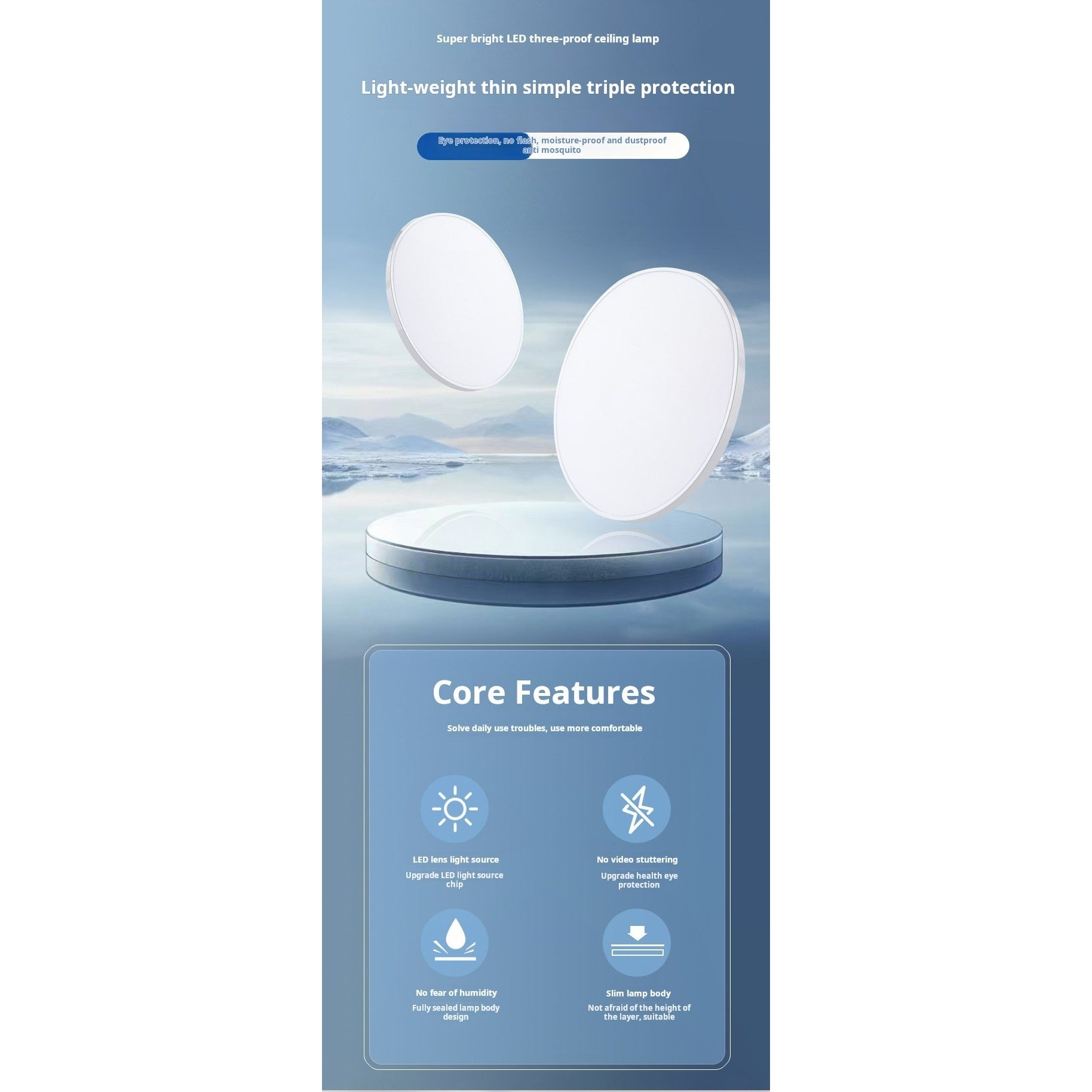 LED ceiling light ultra-thin 2cm profile detail close-up
