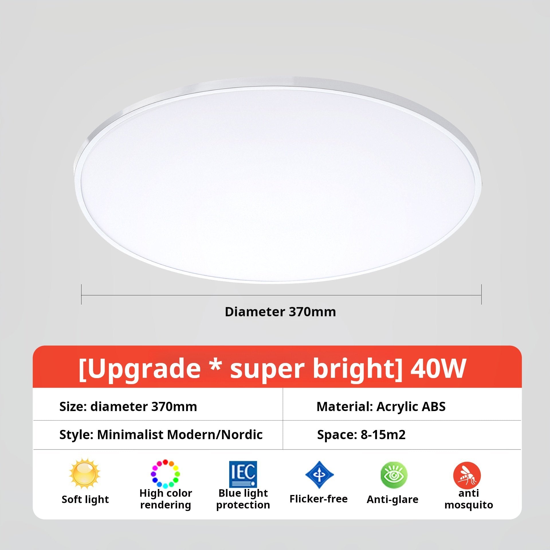 LED Tri-Proof Ceiling Light IP65 - black edge version