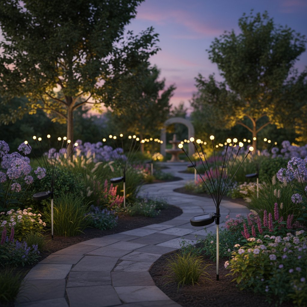 Solar Firefly Lights Courtyard Scene
