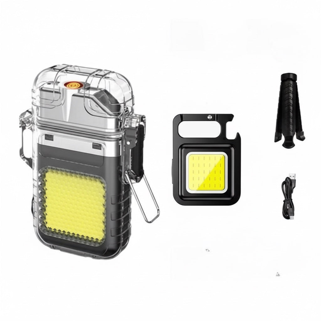 Electric Lighter & Flashlight Keychain Set