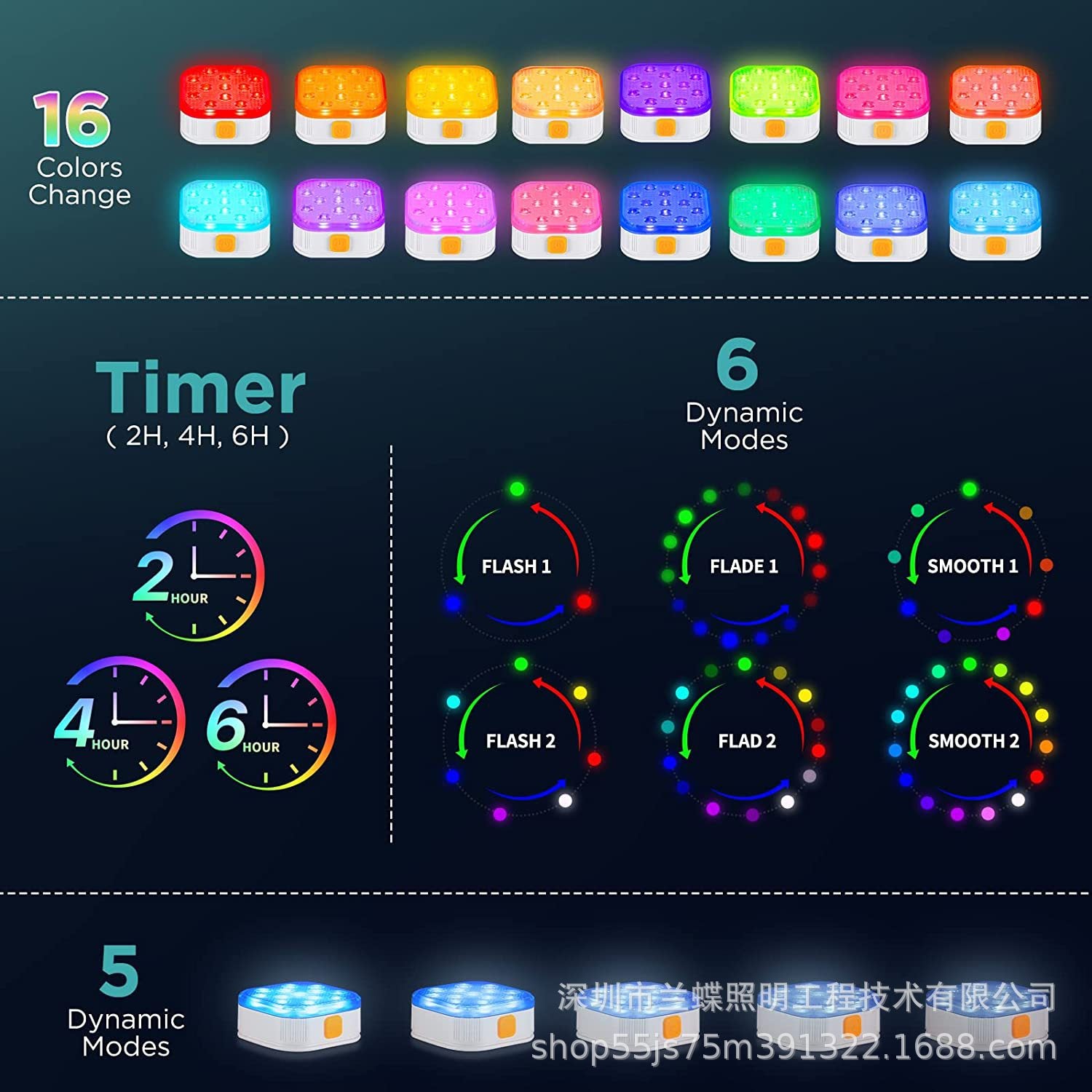 4pack - Rechargeable RGB Pool Lights
