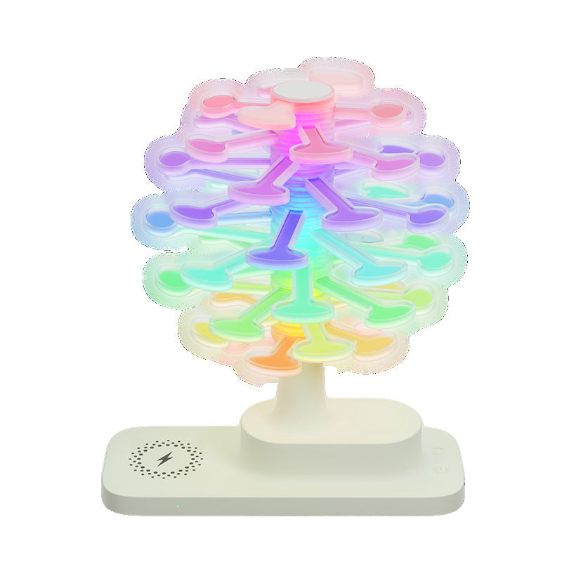 3-in-1 Wireless Charging Night Light — Spiral Tree Lamp with RGB & Touch Control