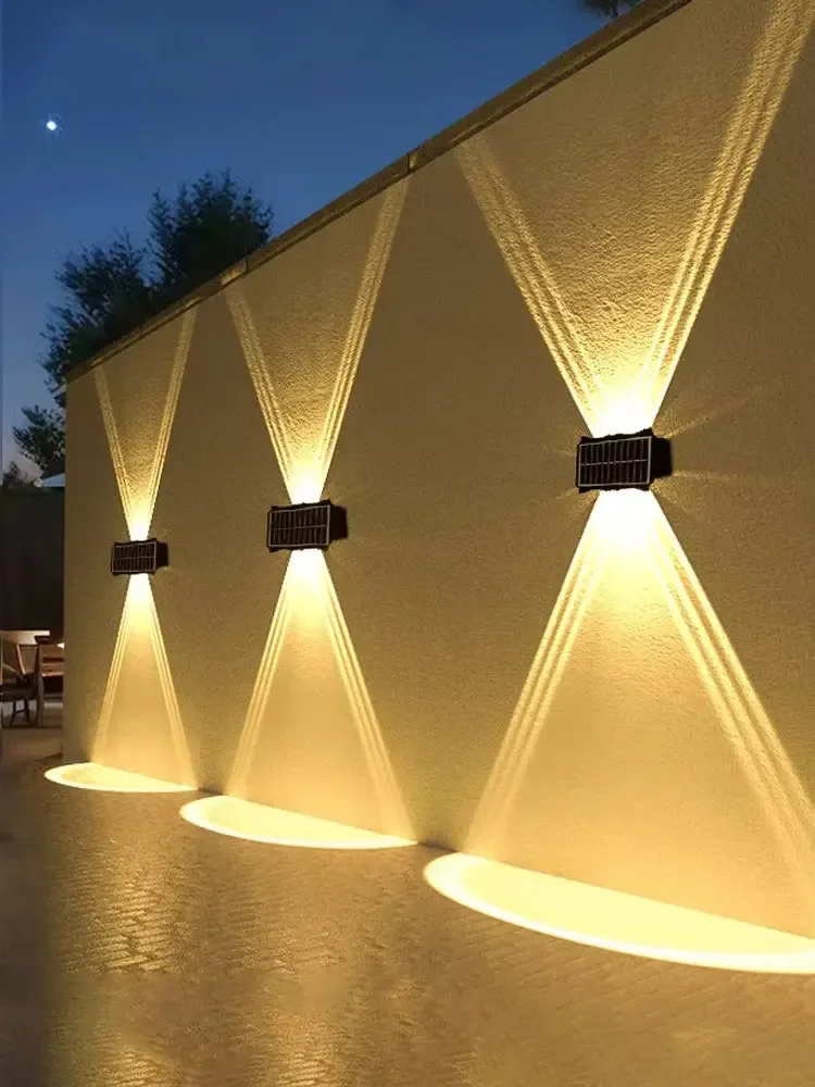LED Solar Wall Lamp | Cord-Free Outdoor Warm Light, 4–8 Heads