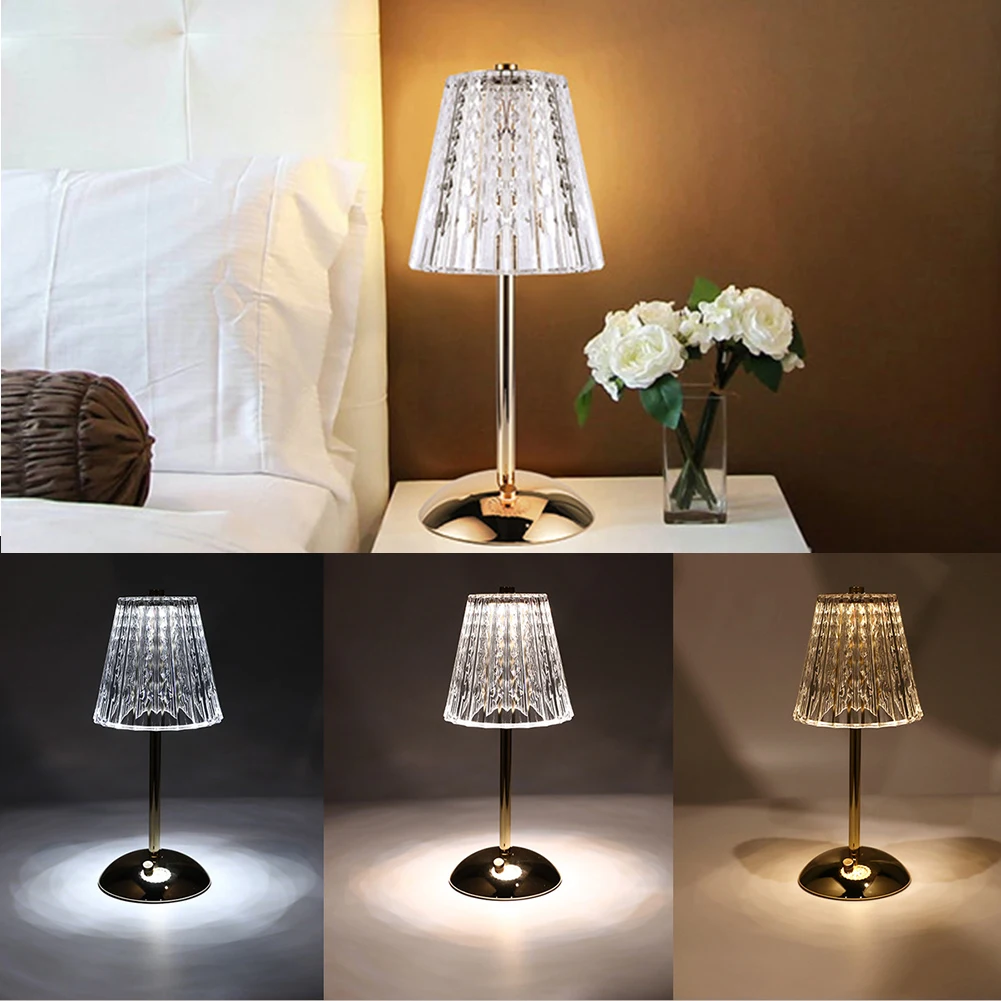 Crystal Small Table Lamp - Rechargeable Touch Night Light