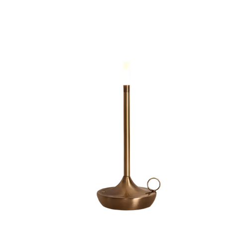 Candlelight touch lamp gold warm candlelight glow on white background