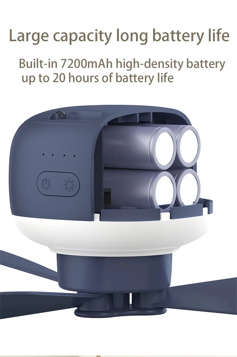Rechargeable Camping Fan with LED Light & Remote