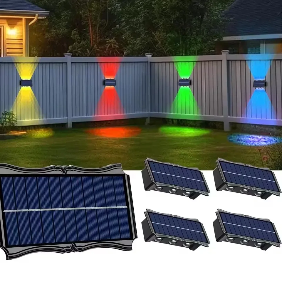 LED Solar Wall Lamp | Cord-Free Outdoor Warm Light, 4–8 Heads