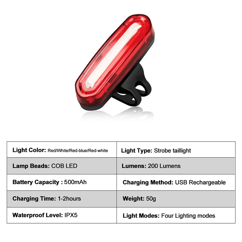 Rechargeable LED Bicycle Tail Light
