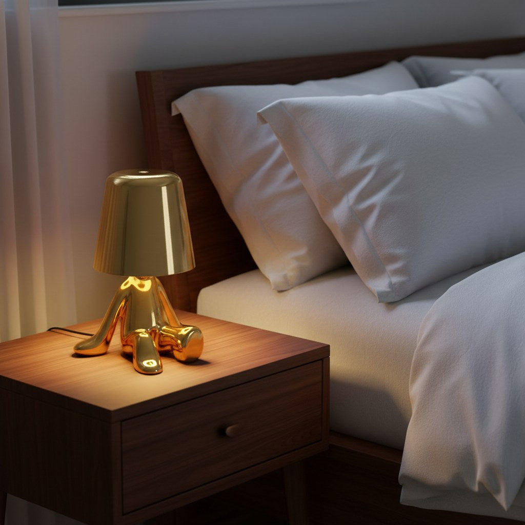 Little Golden Man Decorative Table Lamp | Rechargeable Touch Night Light