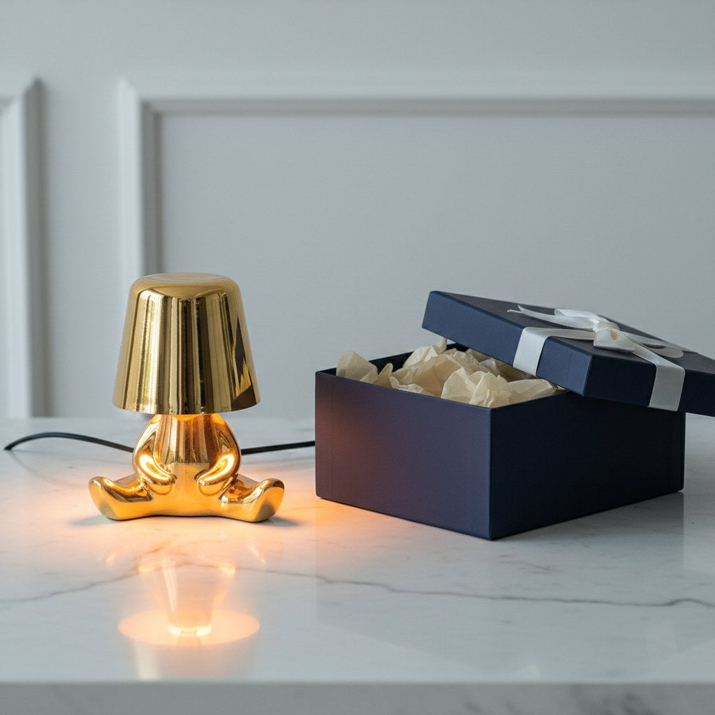 Little Golden Man Decorative Table Lamp | Rechargeable Touch Night Light