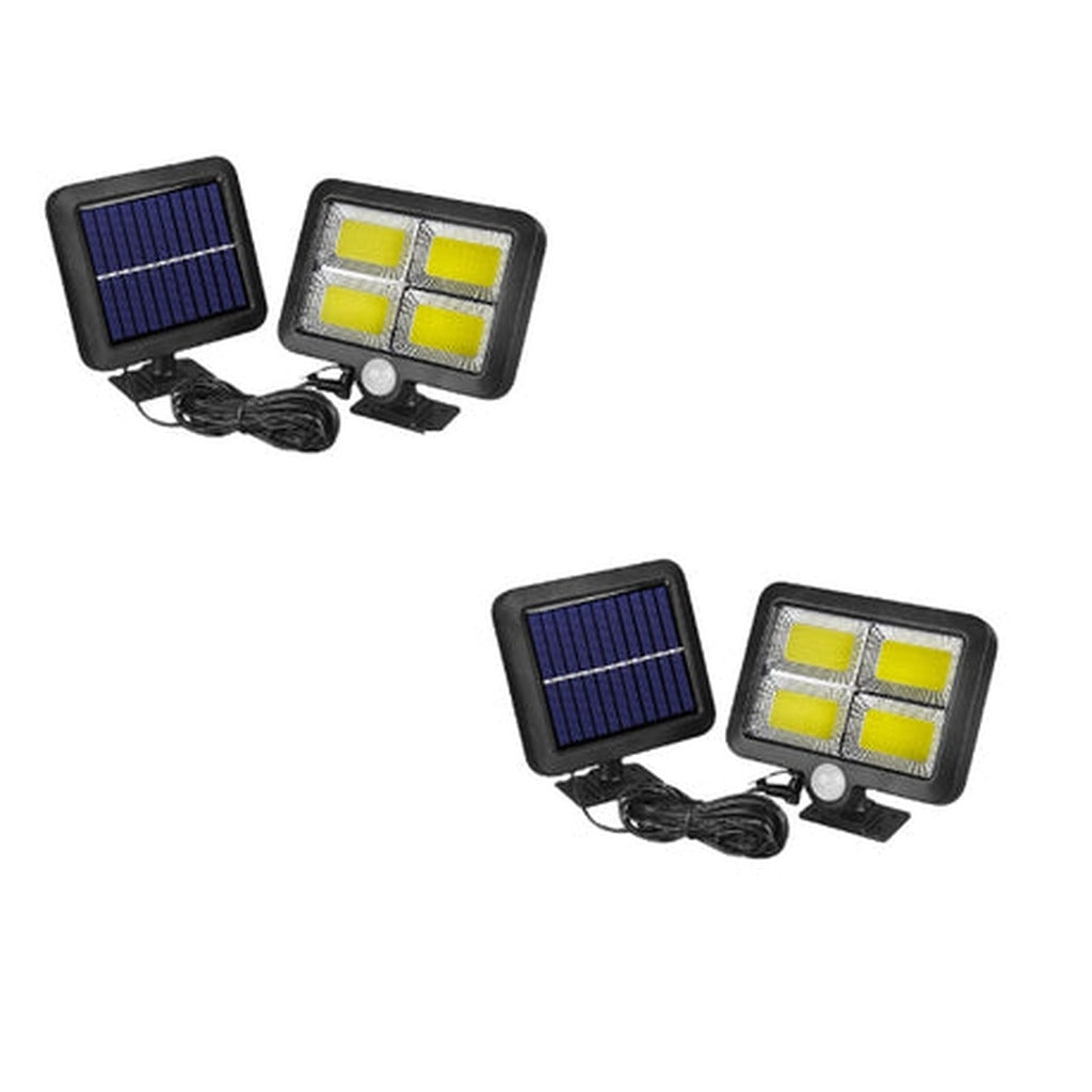 Ultra-Bright 128COB solar security light 2 pack on white background