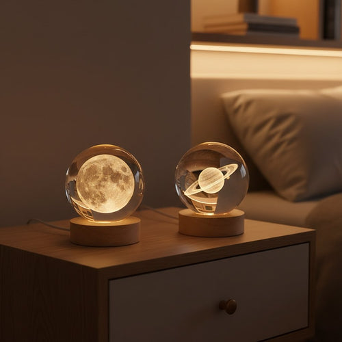 3D Crystal Ball Moon + Saturn Combo Set