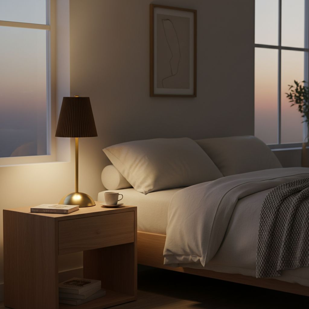 Pleated Fabric Table Lamp - Brown Variant IMG02 lifestyle