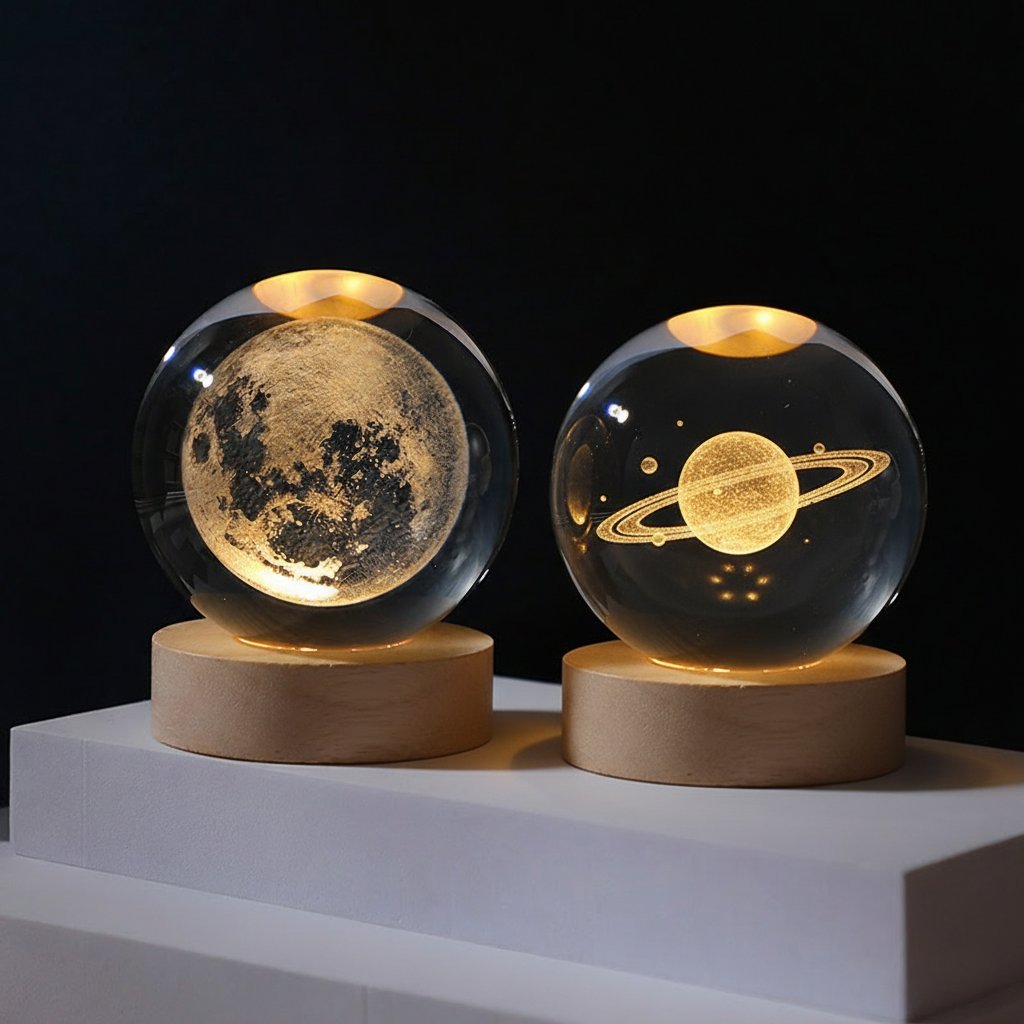 3D Crystal Ball Moon + Saturn Combo Set