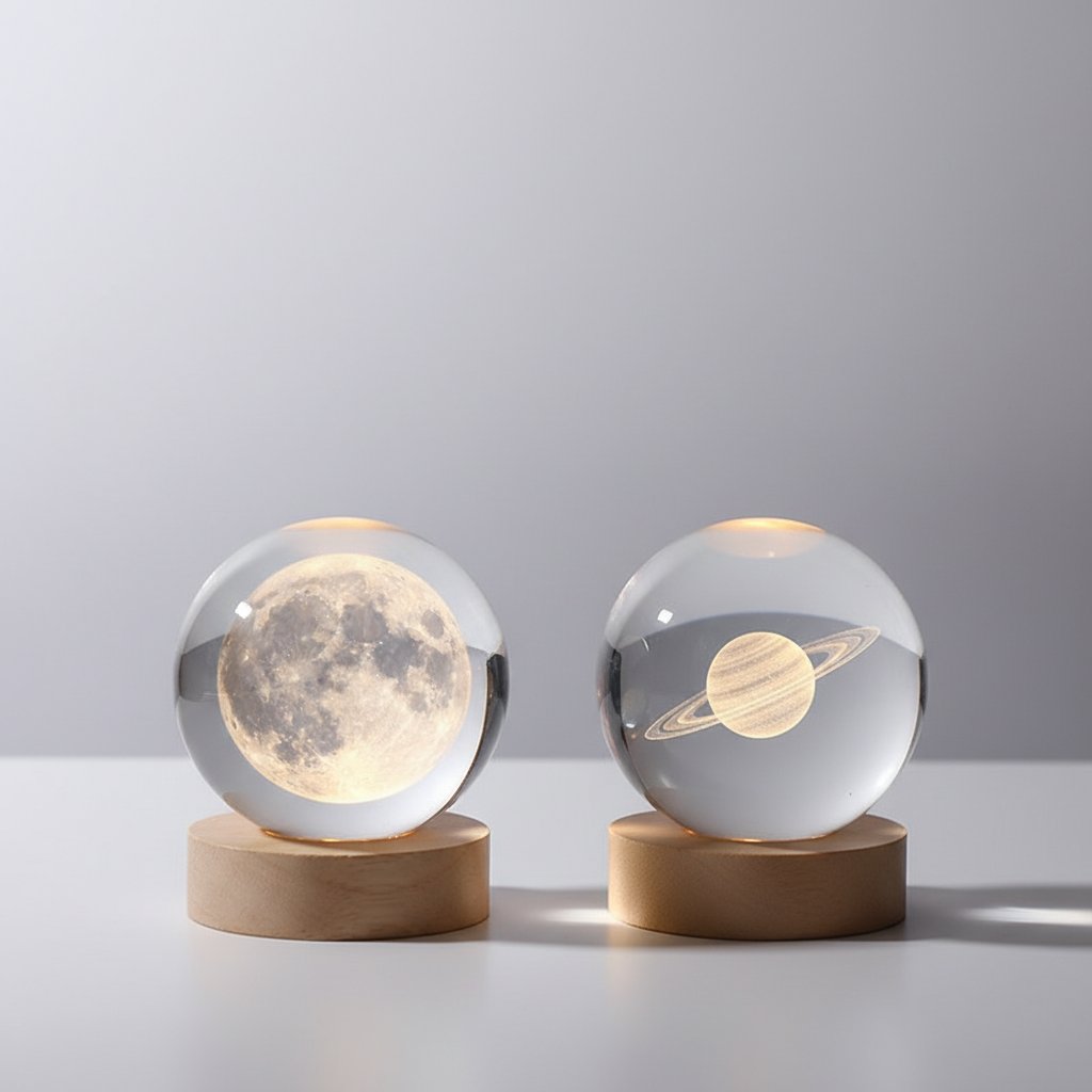 3D Crystal Ball Moon + Saturn Combo Set