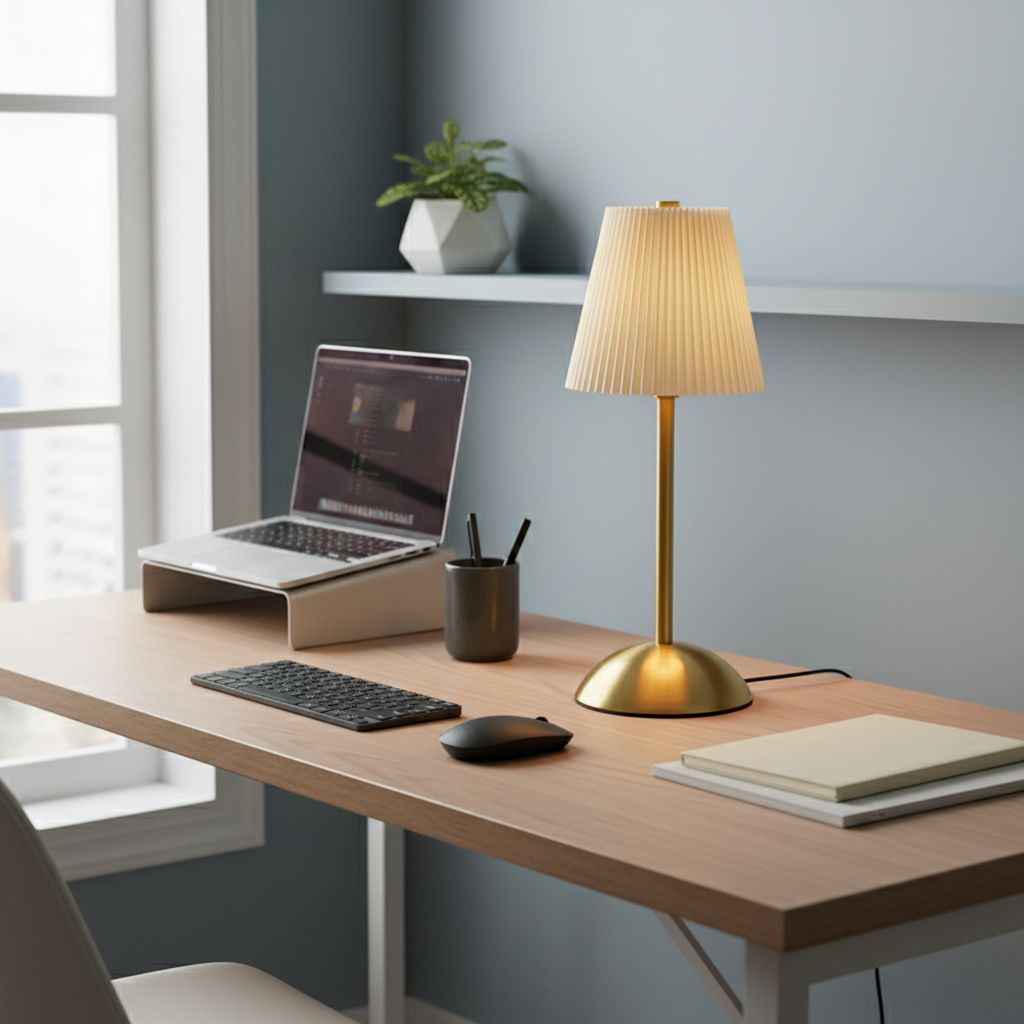Pleated Fabric Table Lamp - Brown Variant Hero (White Background)