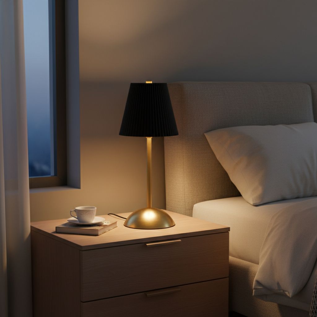 Pleated Fabric Table Lamp - Black Variant IMG02 lifestyle