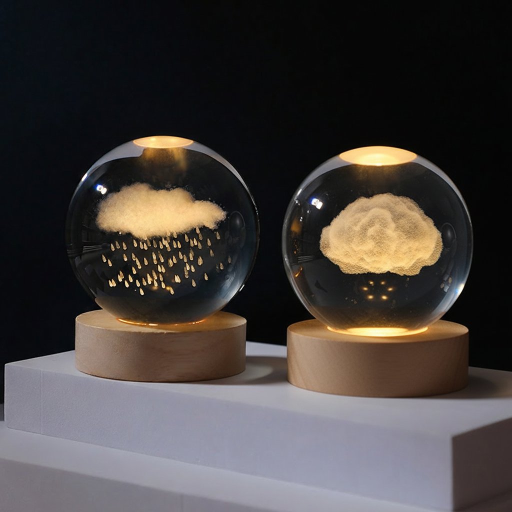 3D Crystal Ball Rain + Clouds Combo Set