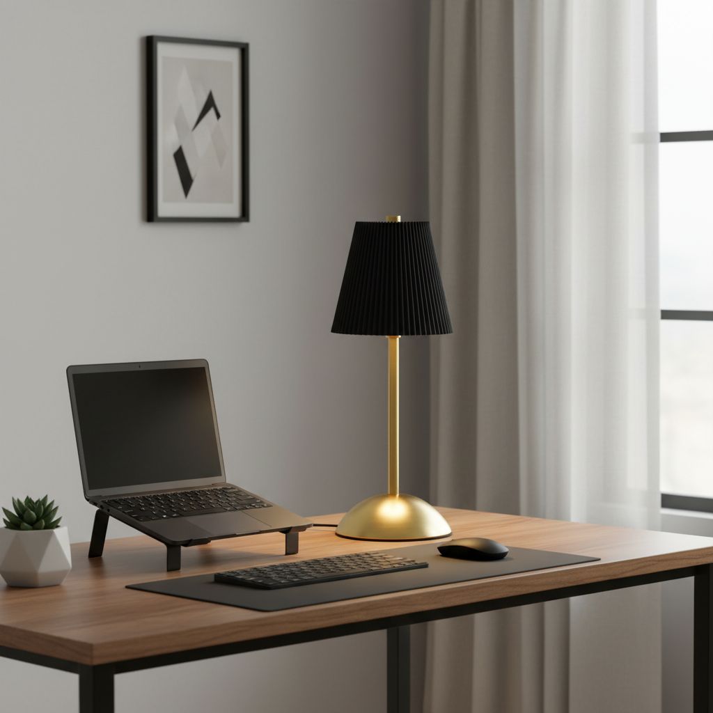 Pleated Fabric Table Lamp - Black Variant Hero (White Background)
