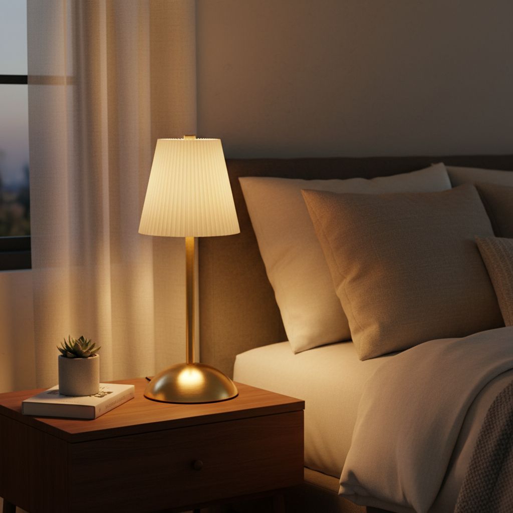 Pleated Fabric Table Lamp - Beige Variant IMG02 lifestyle