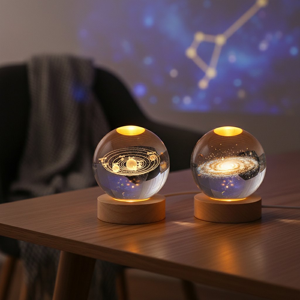 3D Crystal Ball Solar System + Galaxy Combo Set