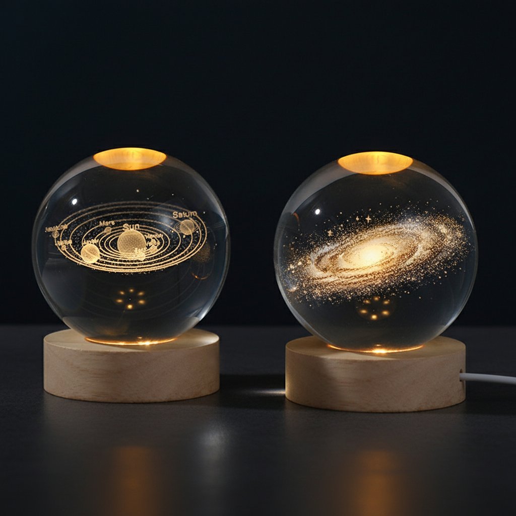3D Crystal Ball Solar System + Galaxy Combo Set