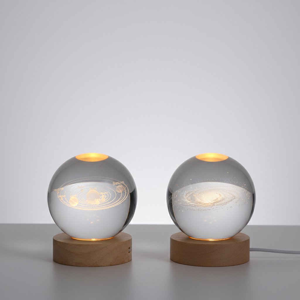 3D Crystal Ball Solar System + Galaxy Combo Set
