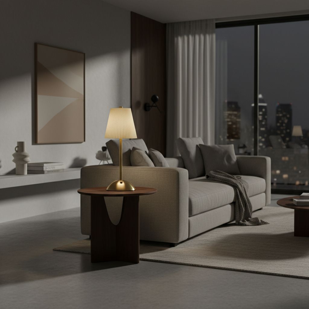 Pleated Fabric Table Lamp - Beige Variant IMG04 detail