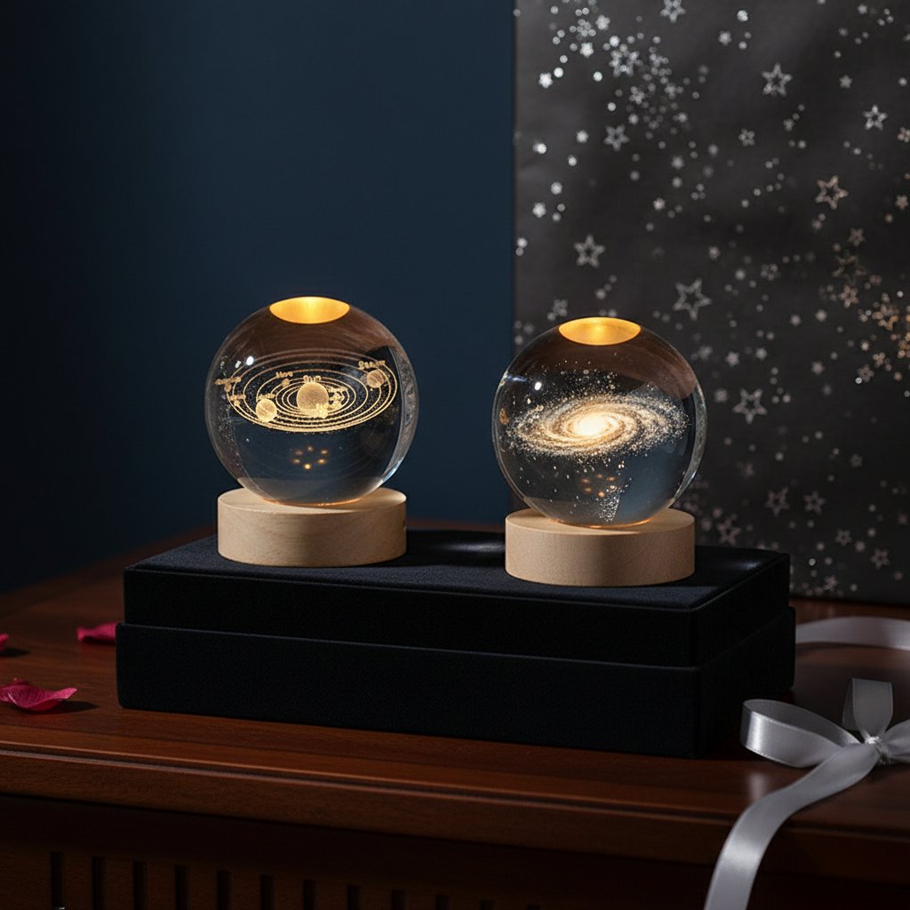 3D Crystal Ball Solar System + Galaxy Combo Set