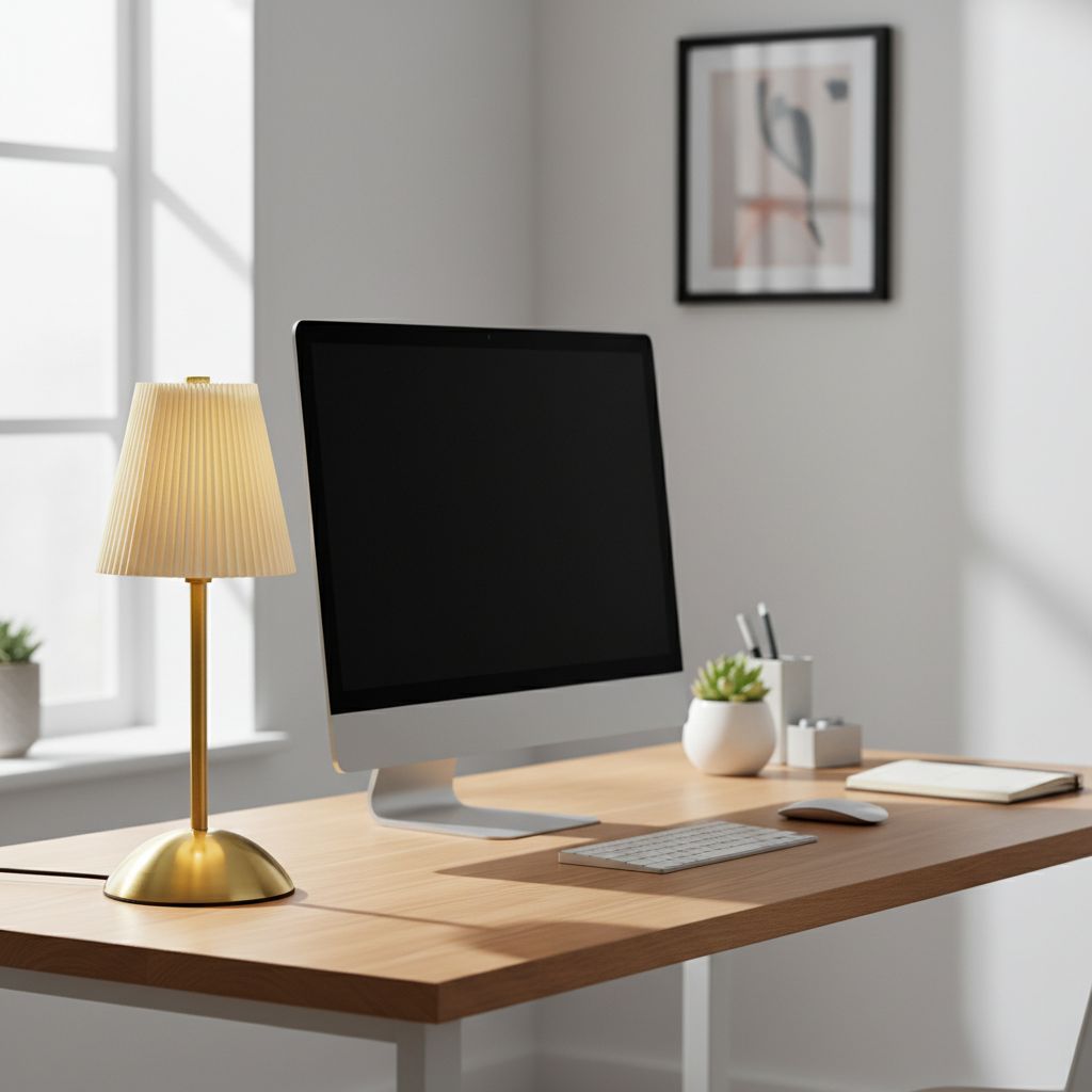 Pleated Fabric Table Lamp - Beige Variant Hero (White Background)