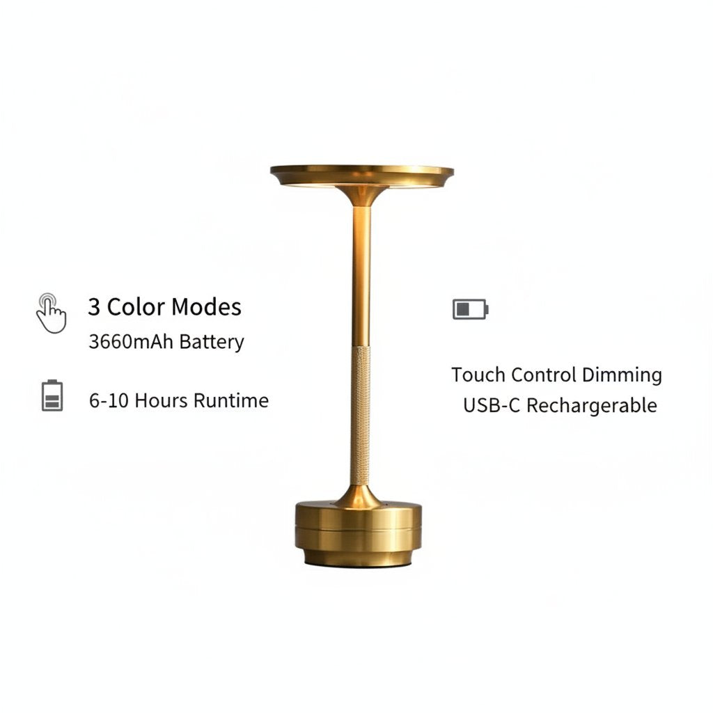 Touch lamp Gold - Feature infographic